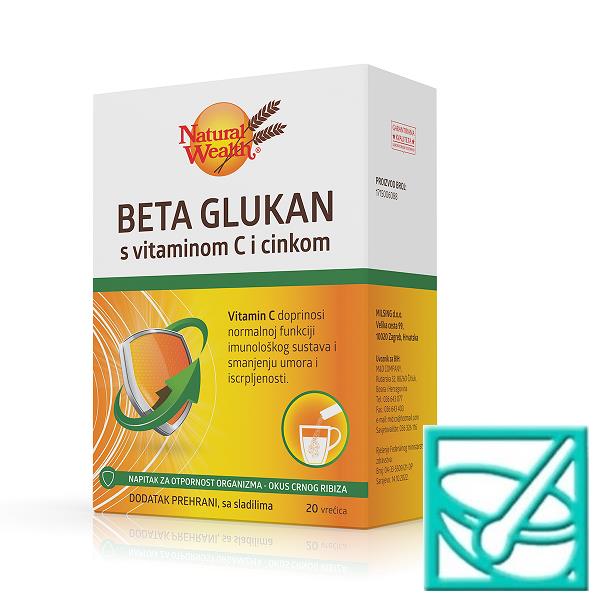 NATURAL WEALTH BETA GLUKAN, vit. C+ Zn vreć. a20 - Slika 2