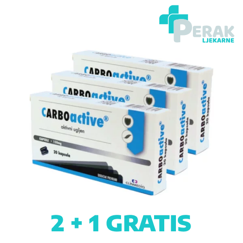 Sarmenta CarboActive Ativni Ugljen Kapsule 20x150mg 2+1 GRATIS
