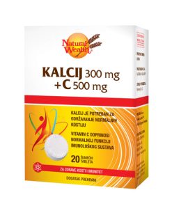 Alternative view of NATURAL WEALTH Kalcij 300 mg + C 500 mg šumeće tablete a 20, Dodatak prehrani za jake kosti i imunitet
